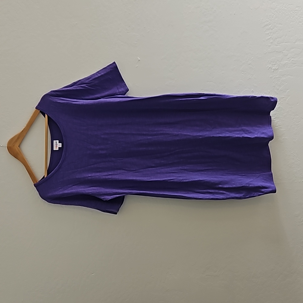 LuLaRoe Julia Solid Purple Pencil Dress Cotton Blend EUC